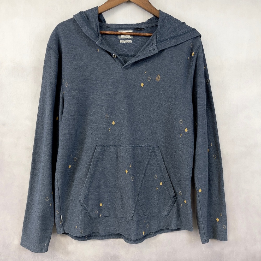 Volcom Hooded Henley Pullover Mens Medium Skater Retro Coastal Indie West Coast‎